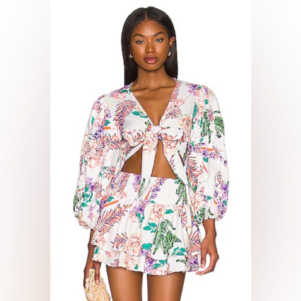 NWT Agua Bendita x REVOLVE | Okzana Top in White Floral
